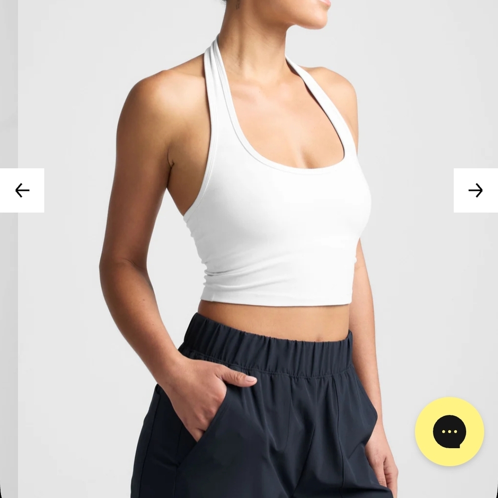 NWT Beyond Yoga Spacedye Well Rounded Cloud White Halter Crop Top Medium